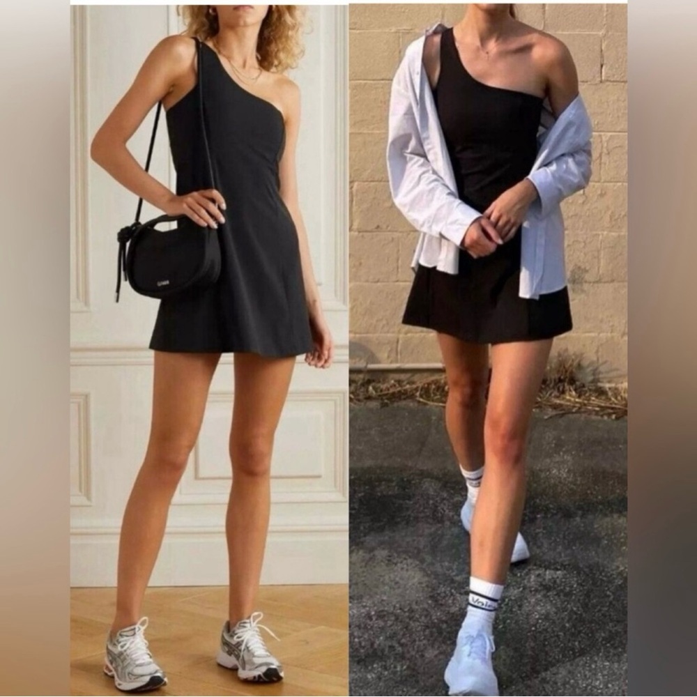 Outdoor Voices One Shoulder Black Mini Dress Size Small